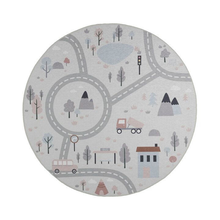 Tapis de jeu rond voiture - Rocky Ride Blanc