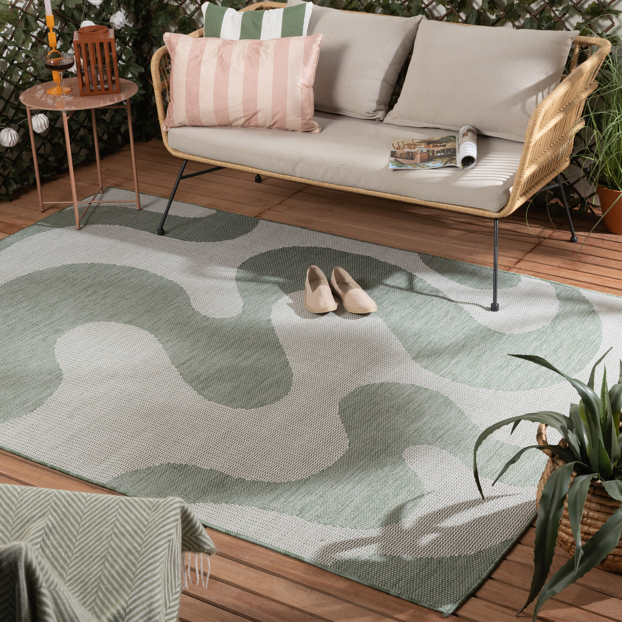 Tapis d'extérieur - Summer Swirl Vert - sfeer