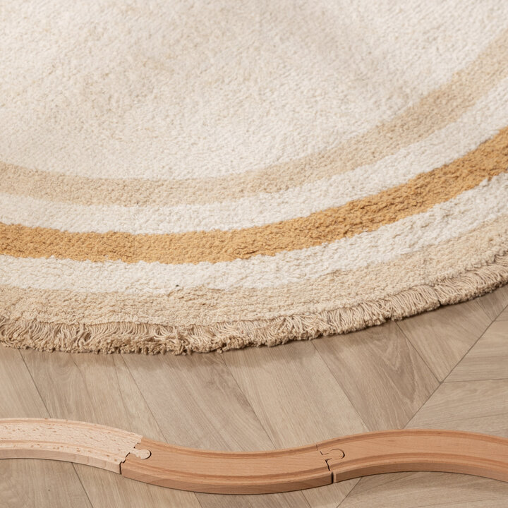Tapis lavable pour enfants ovale - Milo Beige