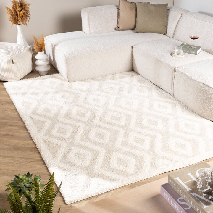 Tapis moderne intérieur et extérieur - Lova Diamond Crème