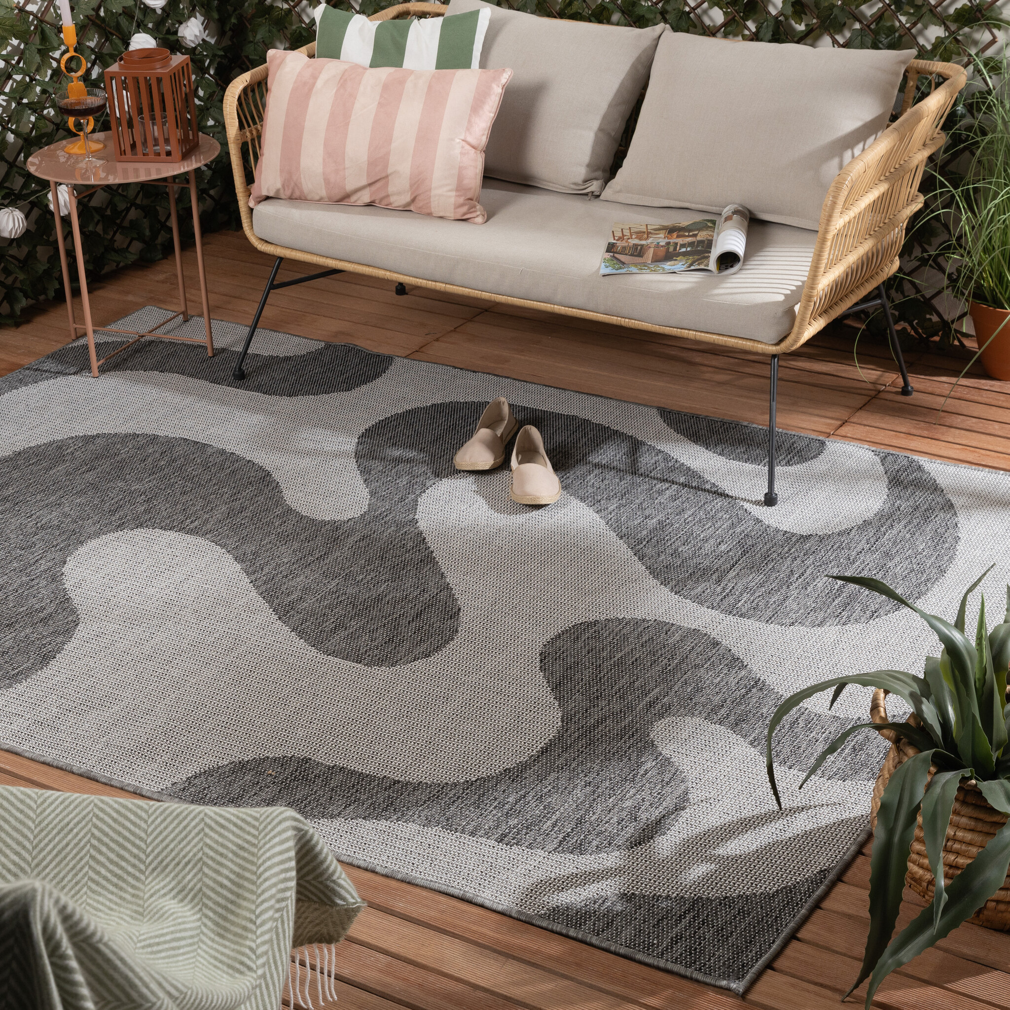 Tapis d'extérieur - Summer Swirl Gris - sfeer