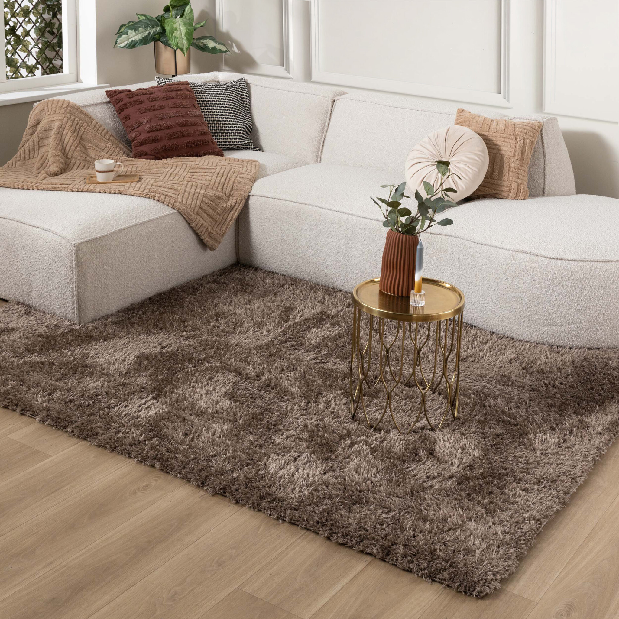 Tapis shaggy rond - Blaze Taupe