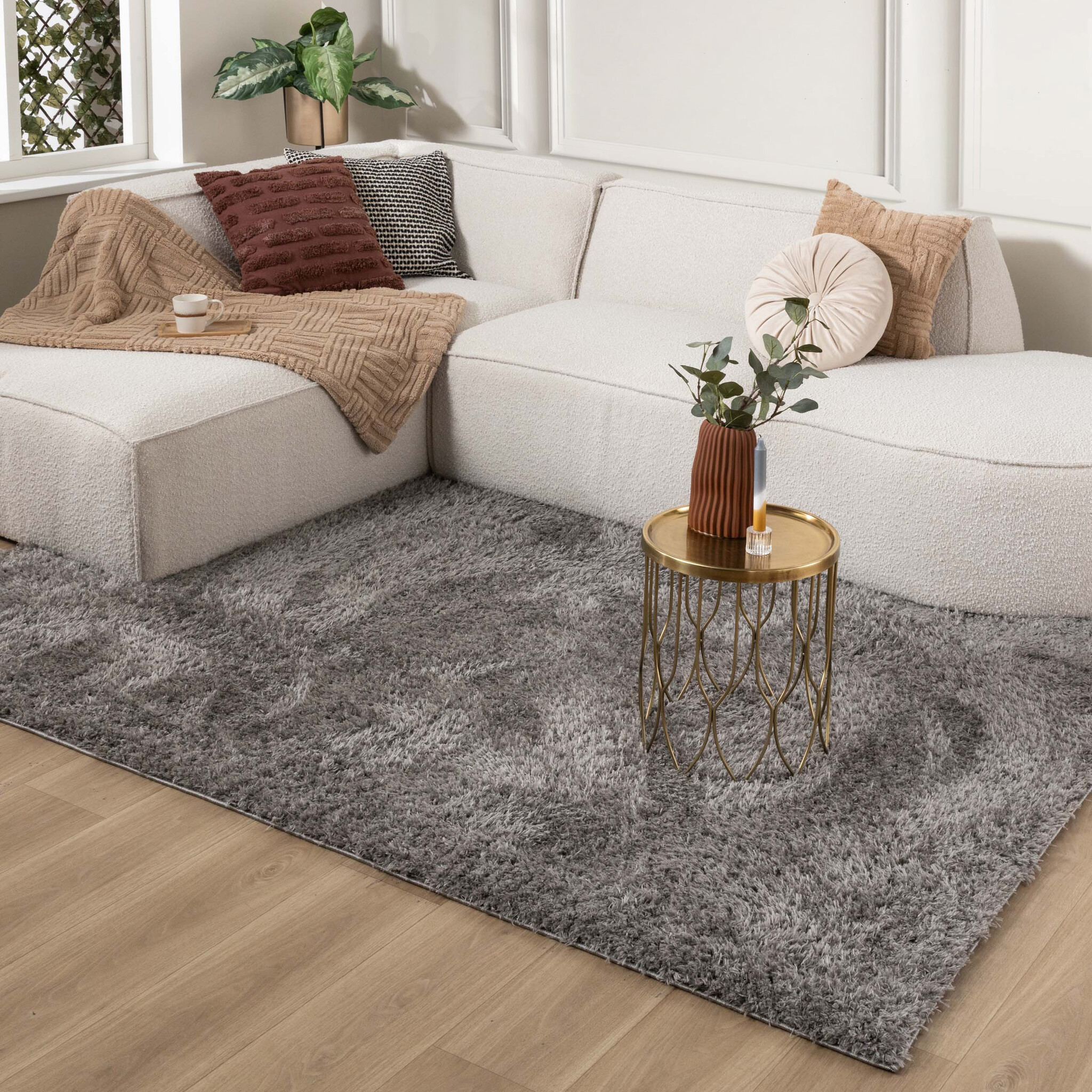 Tapis shaggy rond - Blaze Gris