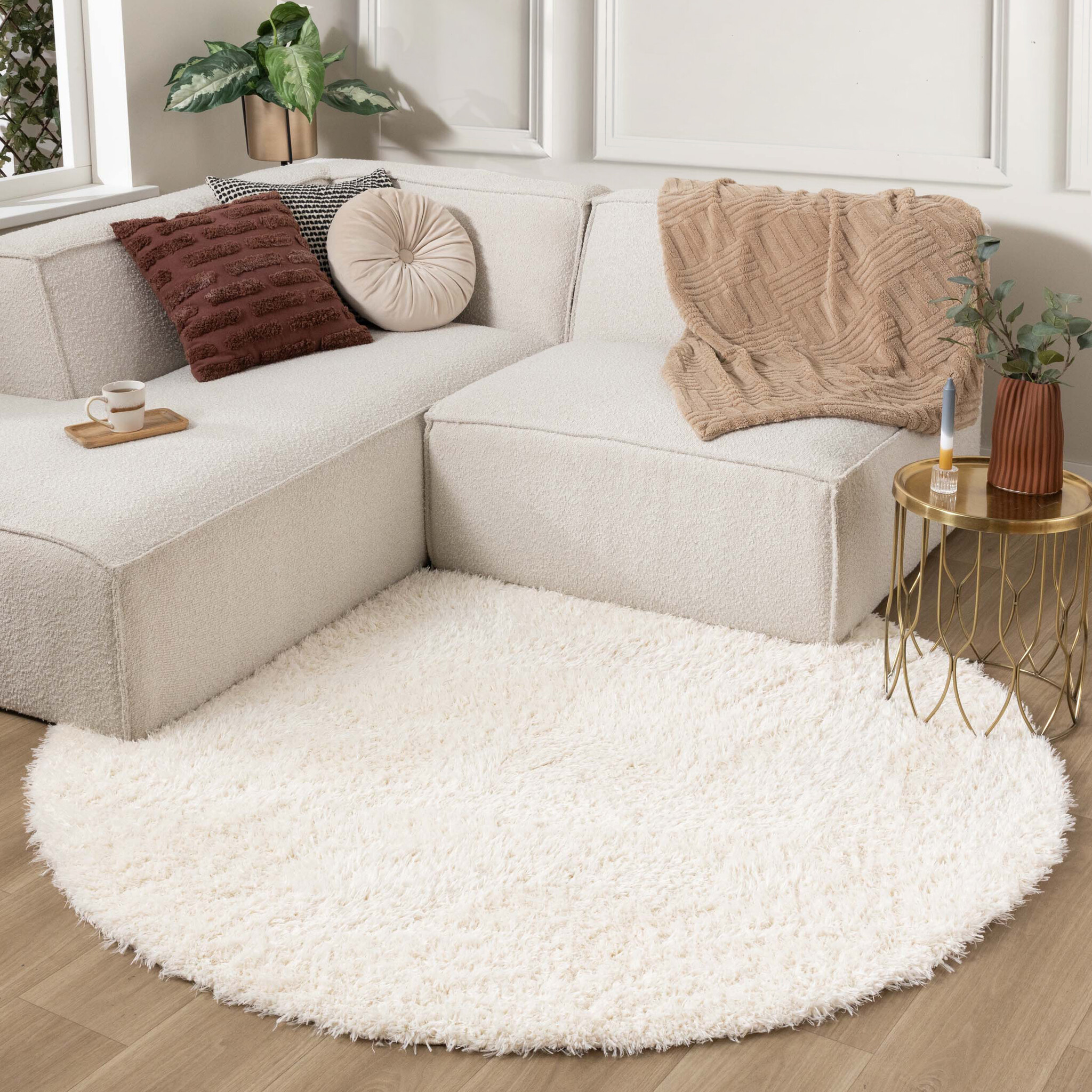 Tapis shaggy ovale - Blaze Blanc