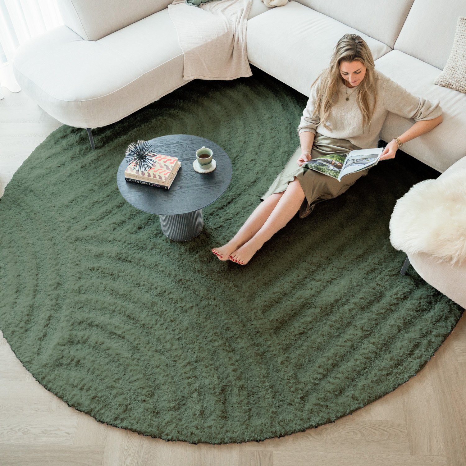 Tapis rond scandinave - Lova Arches Vert