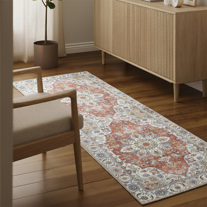 Tapis en laine lavable - Domingo Mandala Terracotta
