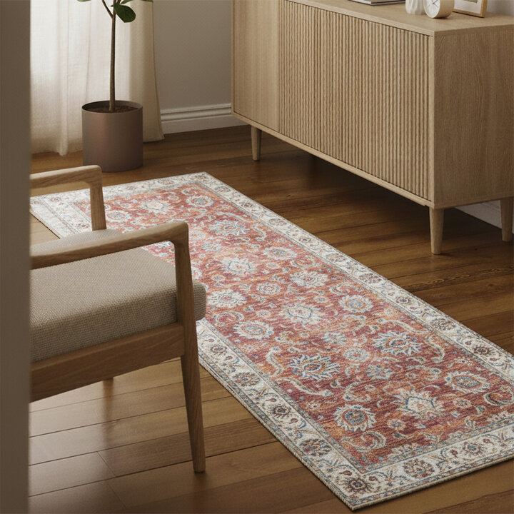 Tapis en laine lavable - Domingo Oriental Terracotta