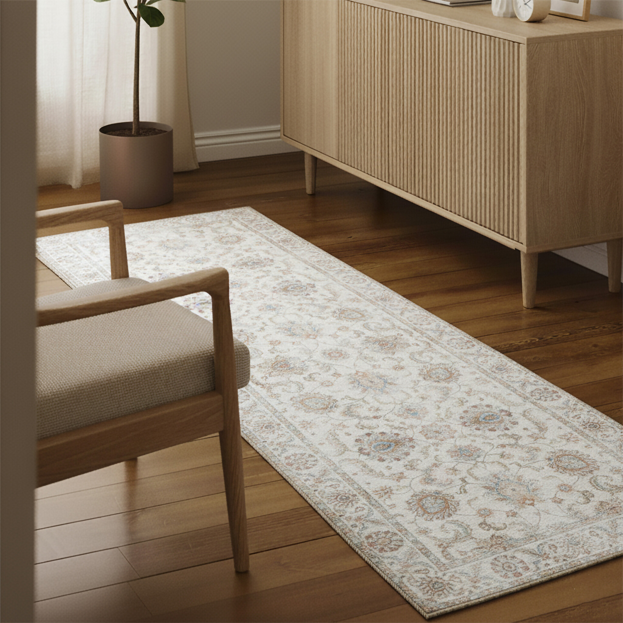 Tapis en laine lavable - Domingo Oriental Blanc