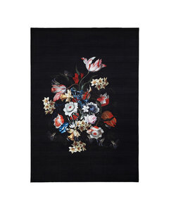 Tapis à fleurs - Florine Noir/Bleu