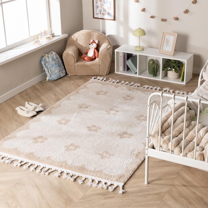 Tapis lavable pour enfants - Moos Flower Crème
