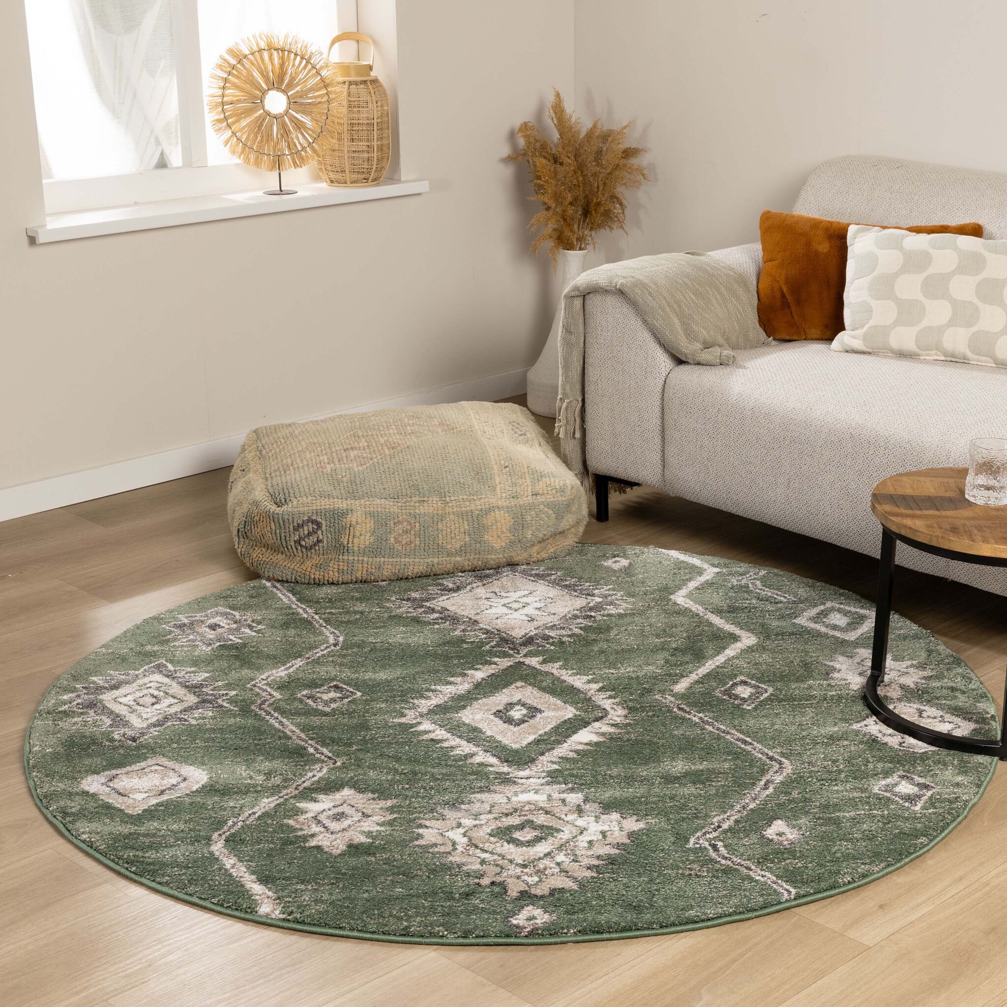 Tapis berbère rond - Blend Aztec Green