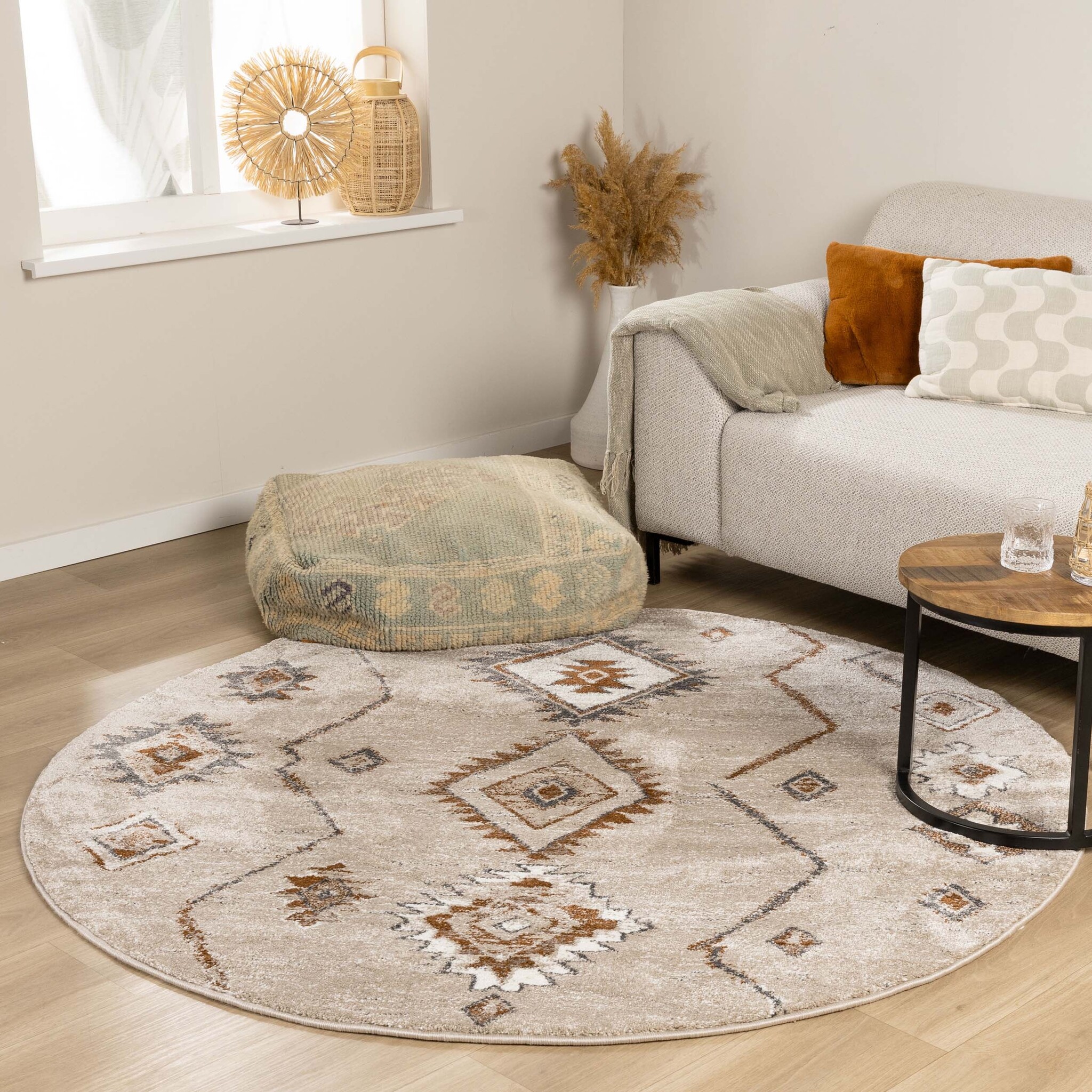 Tapis berbère rond - Blend Aztec Beige