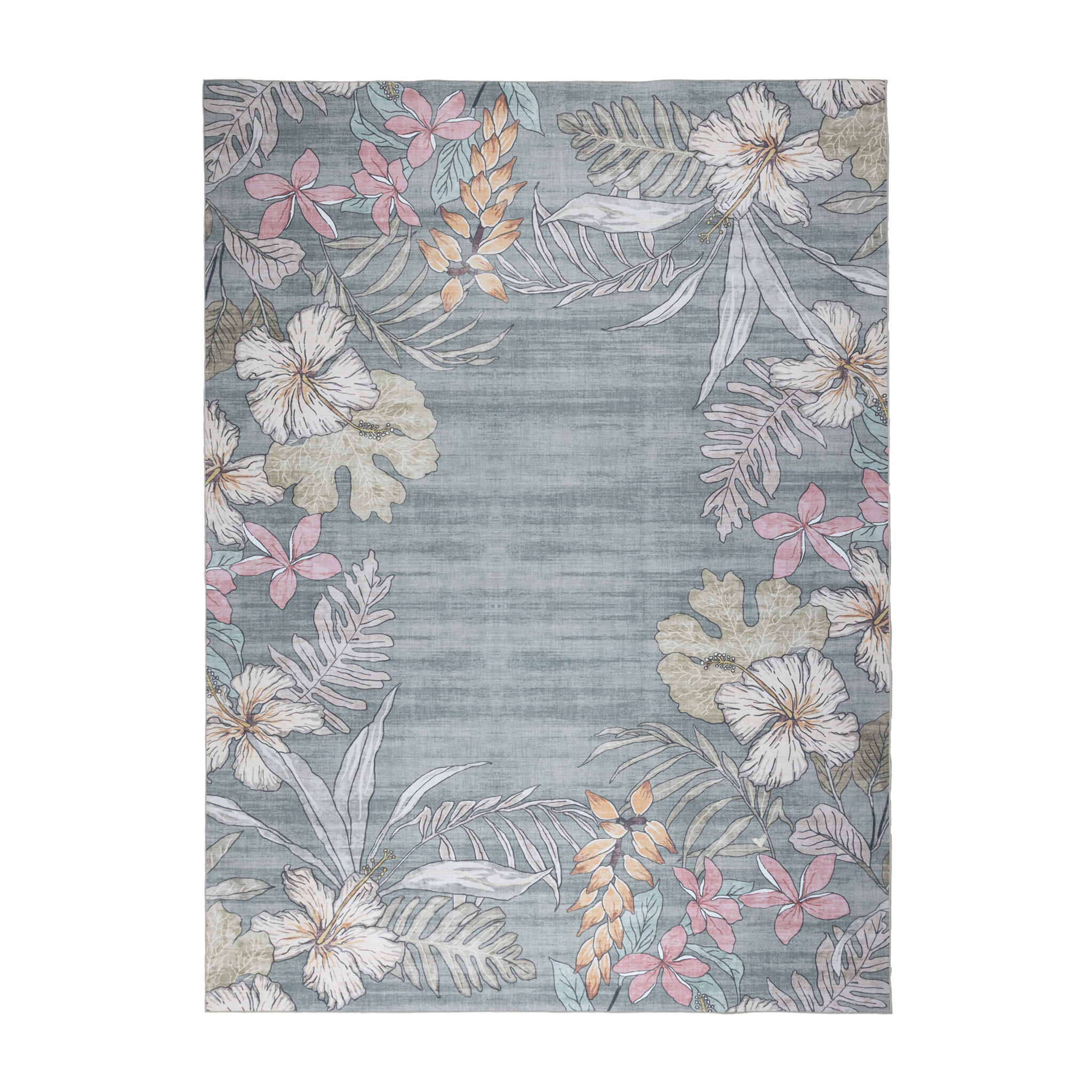 Tapis d’extérieur à fleurs - Poppy Vert olive - sfeer