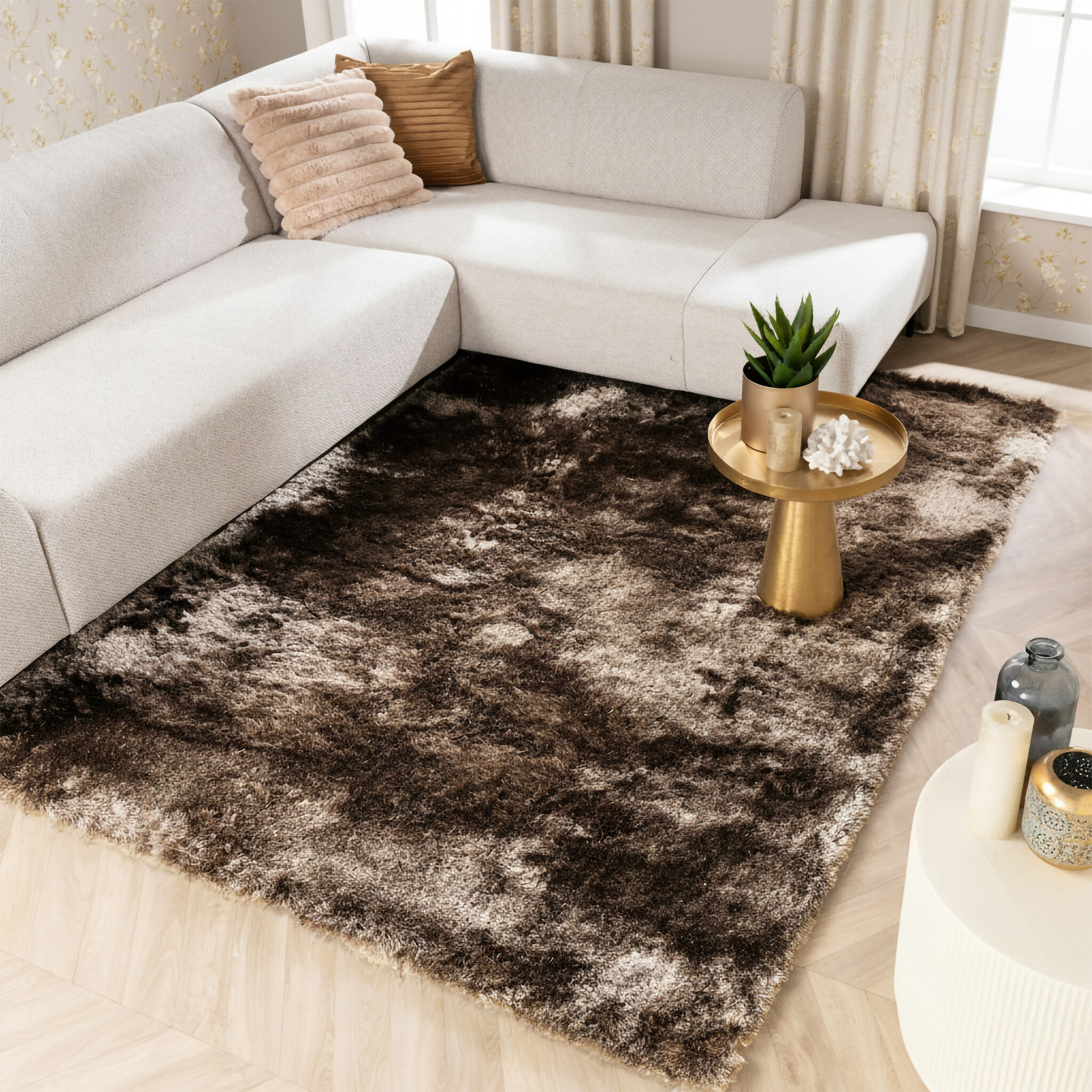 Tapis à poils longs - Glorious Argent/Gris