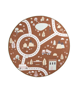 Tapis de jeu rond voiture - Rocky Ride Terracotta