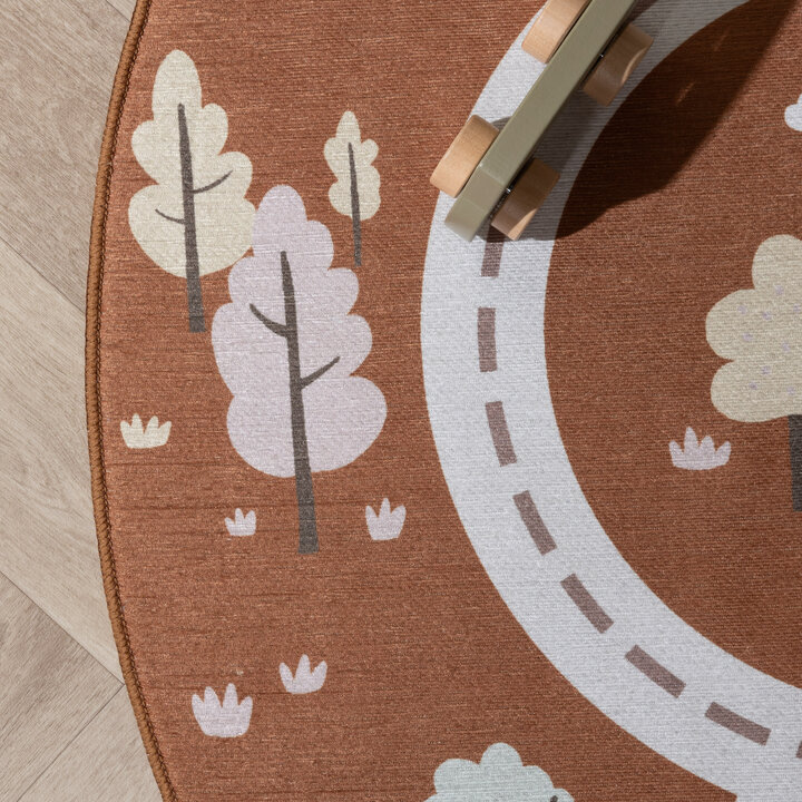 Tapis de jeu rond voiture - Rocky Ride Terracotta