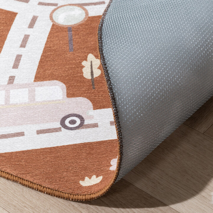 Tapis de jeu rond voiture - Rocky Ride Terracotta