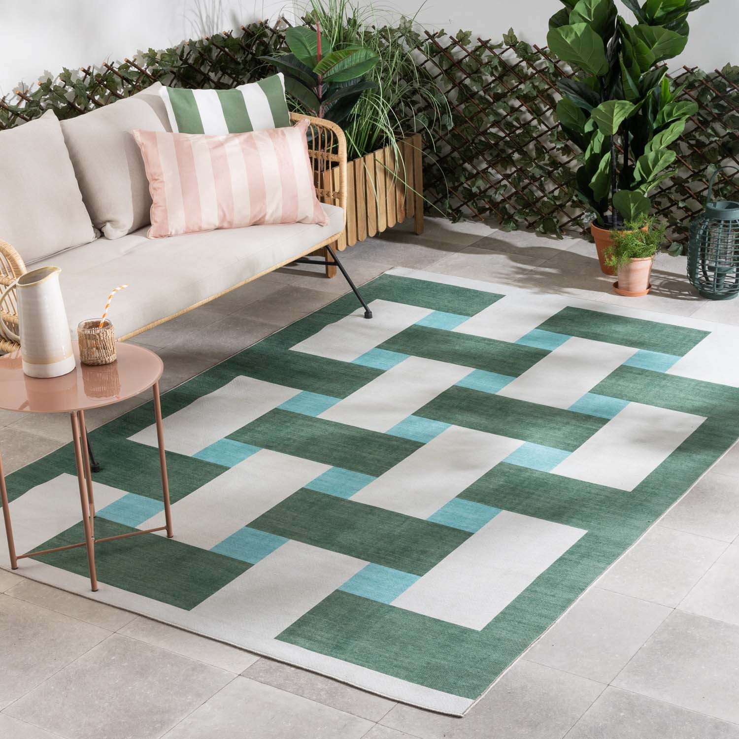Tapis d'intérieur et d'extérieur rétro - Pop Lines Vert