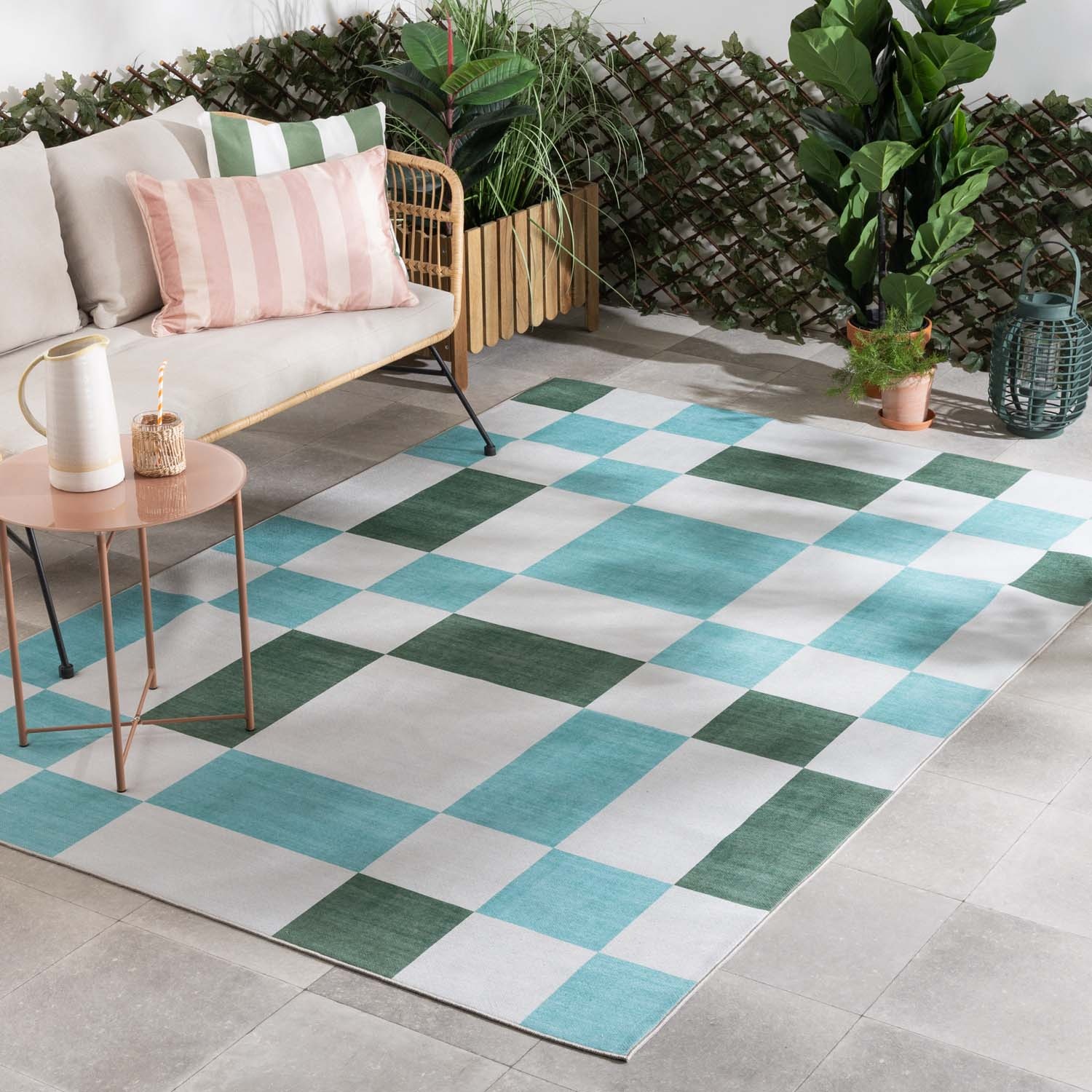 Tapis d'intérieur et d'extérieur rétro - Pop Cubes Vert