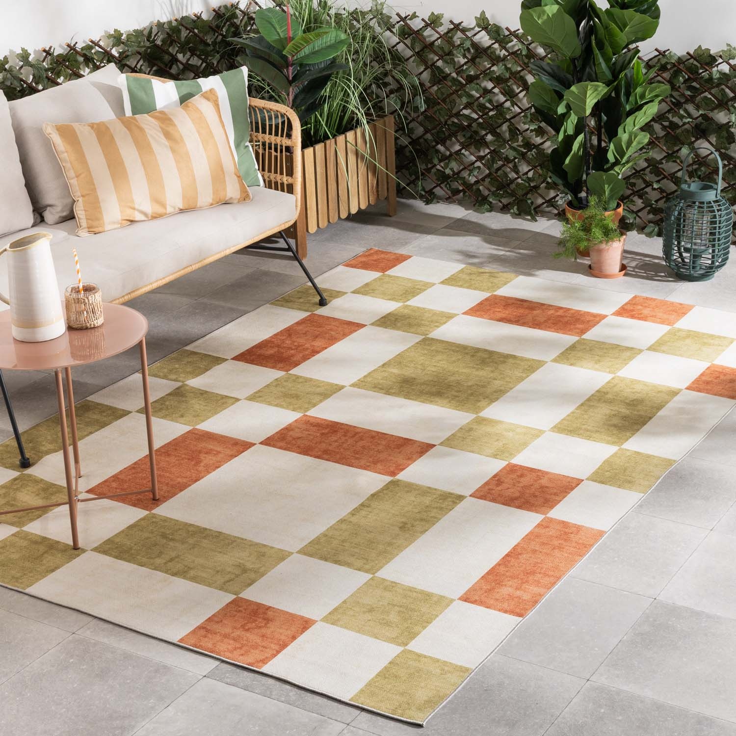 Tapis d'intérieur et d'extérieur rétro - Pop Cubes terra