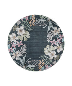 Tapis d’extérieur rond à fleurs - Poppy Vert