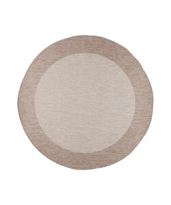 Tapis d'intérieur et d'extérieur rond - Sierra Border Crème/Beige