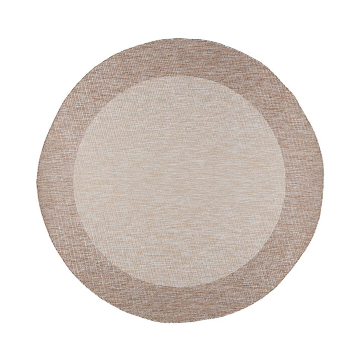 Tapis d'intérieur et d'extérieur rond - Sierra Border Crème/Beige