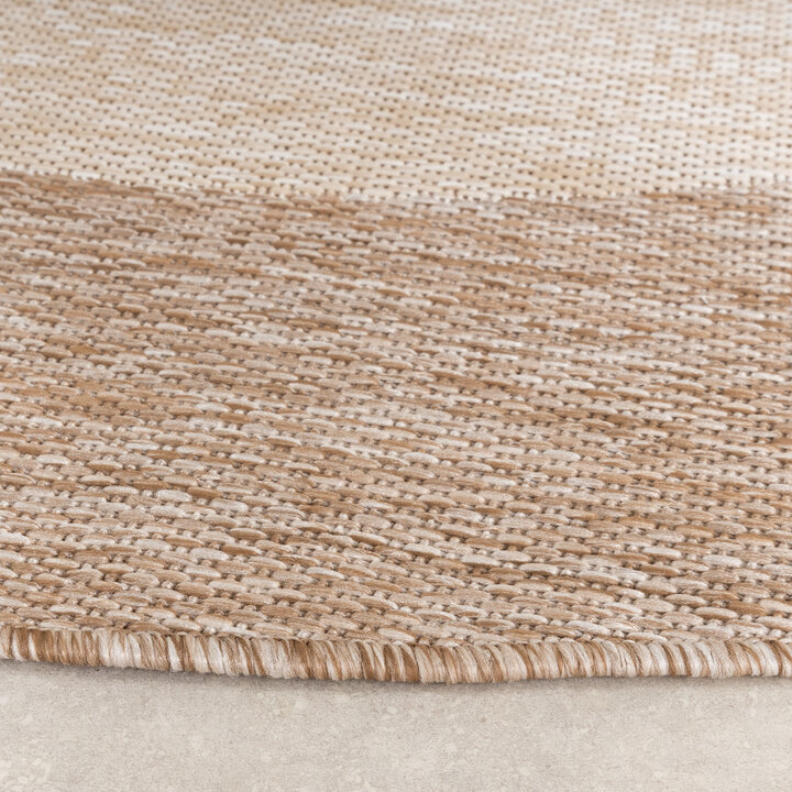 Tapis d'intérieur et d'extérieur rond - Sierra Border Crème/Beige