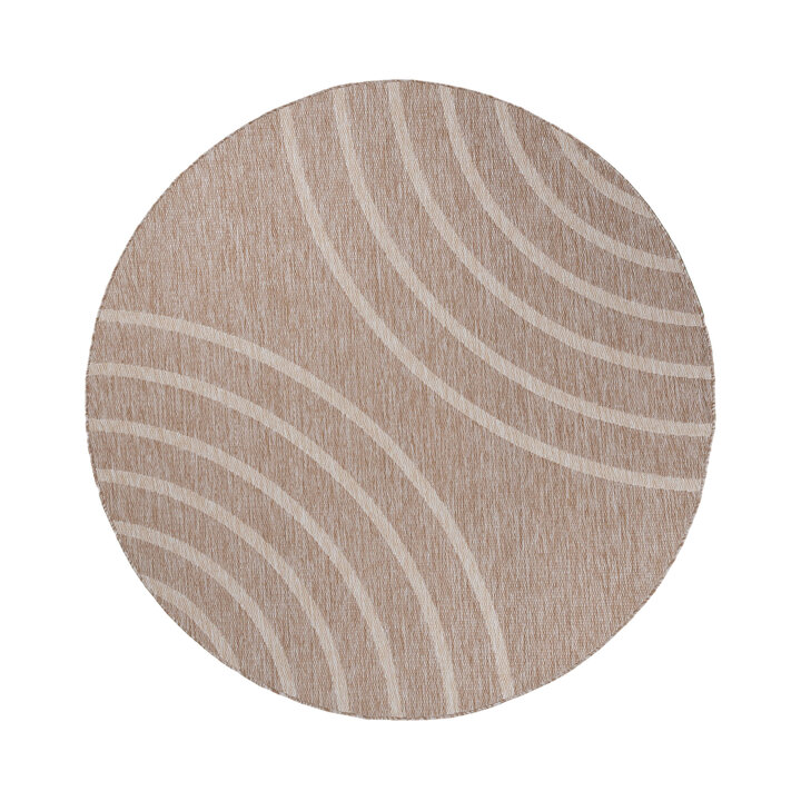 Tapis d'intérieur et d'extérieur rond - Sierra Curves Beige/Crème