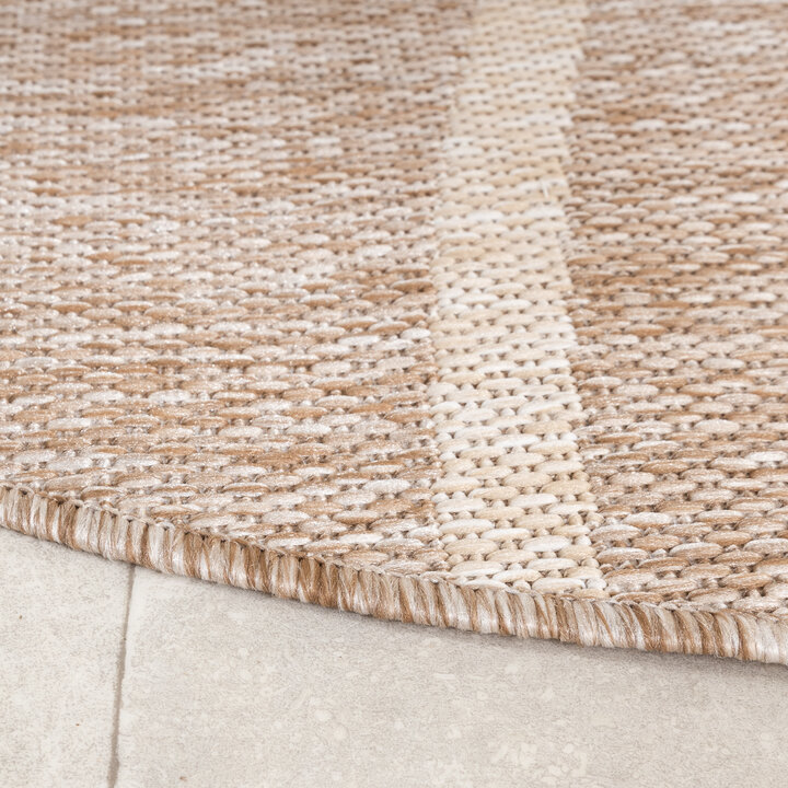 Tapis d'intérieur et d'extérieur rond - Sierra Curves Beige/Crème