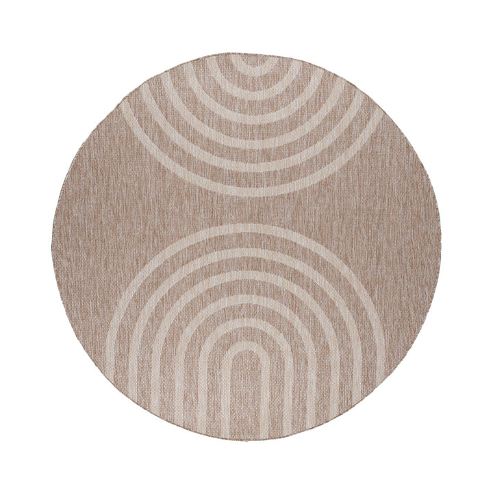 Tapis d'intérieur et d'extérieur rond - Sierra Arches Beige/Crème