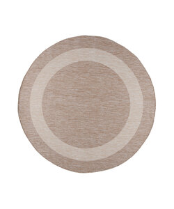 Tapis d'intérieur et d'extérieur rond - Sierra Border Beige/Crème
