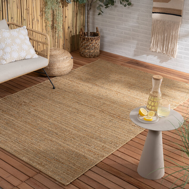 Tapis d'extérieur en jute - Daisy Lines Multicolore