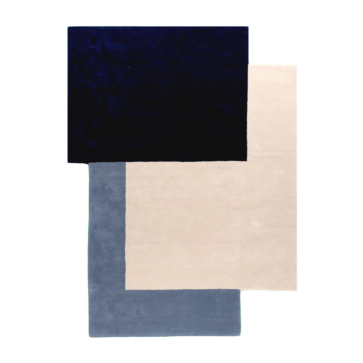 Tapis en laine abstrait – Jules Crème/Bleu