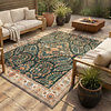 Tapis d'extérieur vintage - Santo Flora Vert Foncé - thumbnail