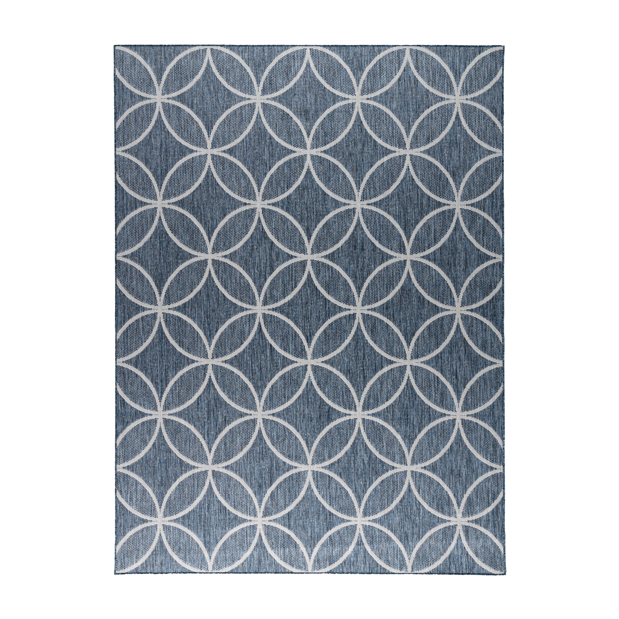 Tapis d'extérieur géométrique – Faro Ripple Blue - sfeer