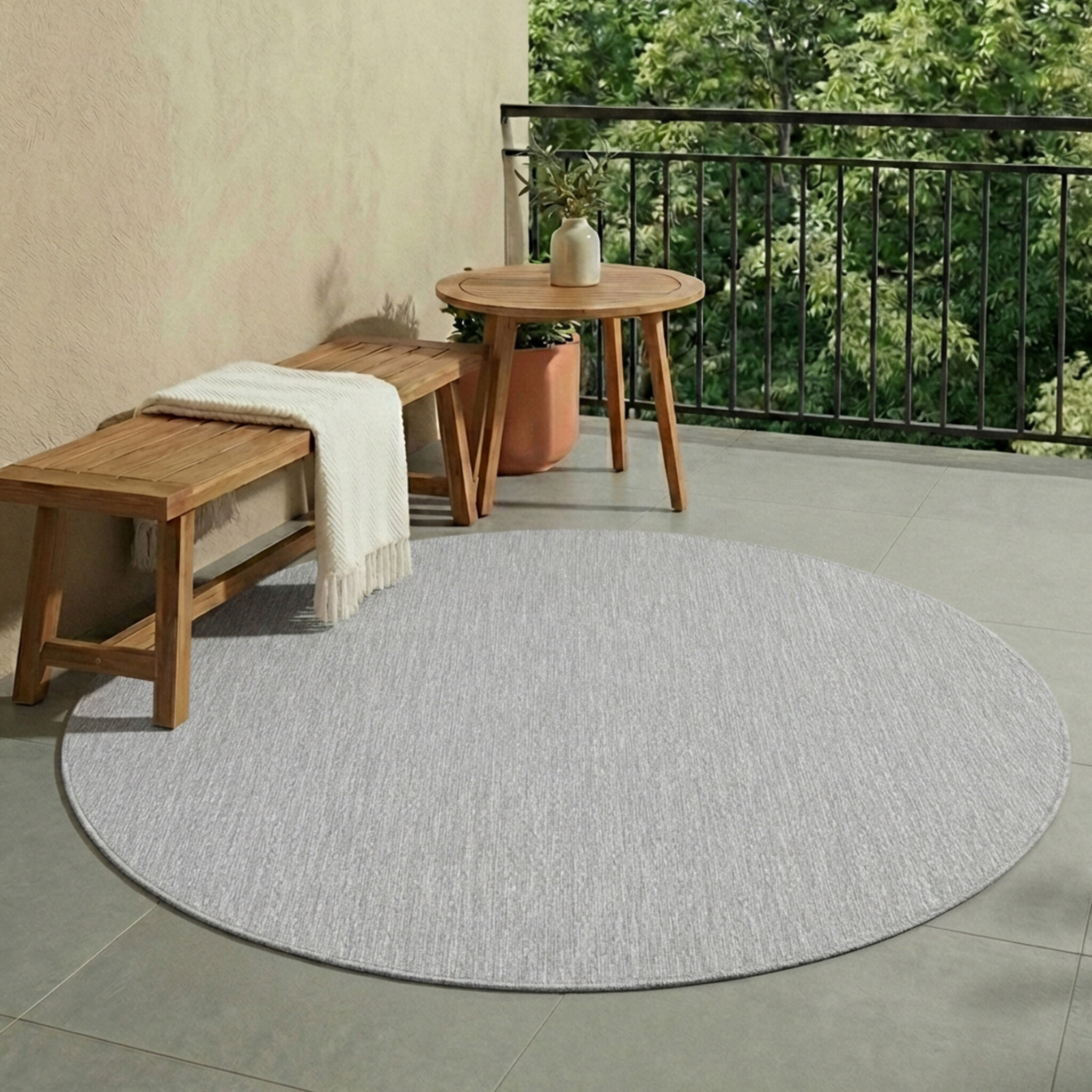 Tapis d'extérieur rond - Costa Gris