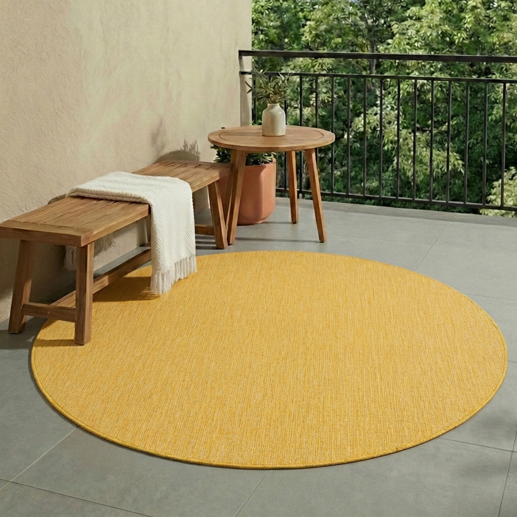 Tapis d'extérieur rond - Costa Jaune Ocre