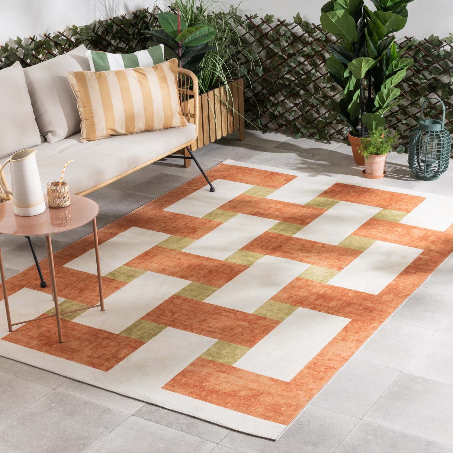 Tapis d'intérieur et d'extérieur rétro - Pop Lines terra