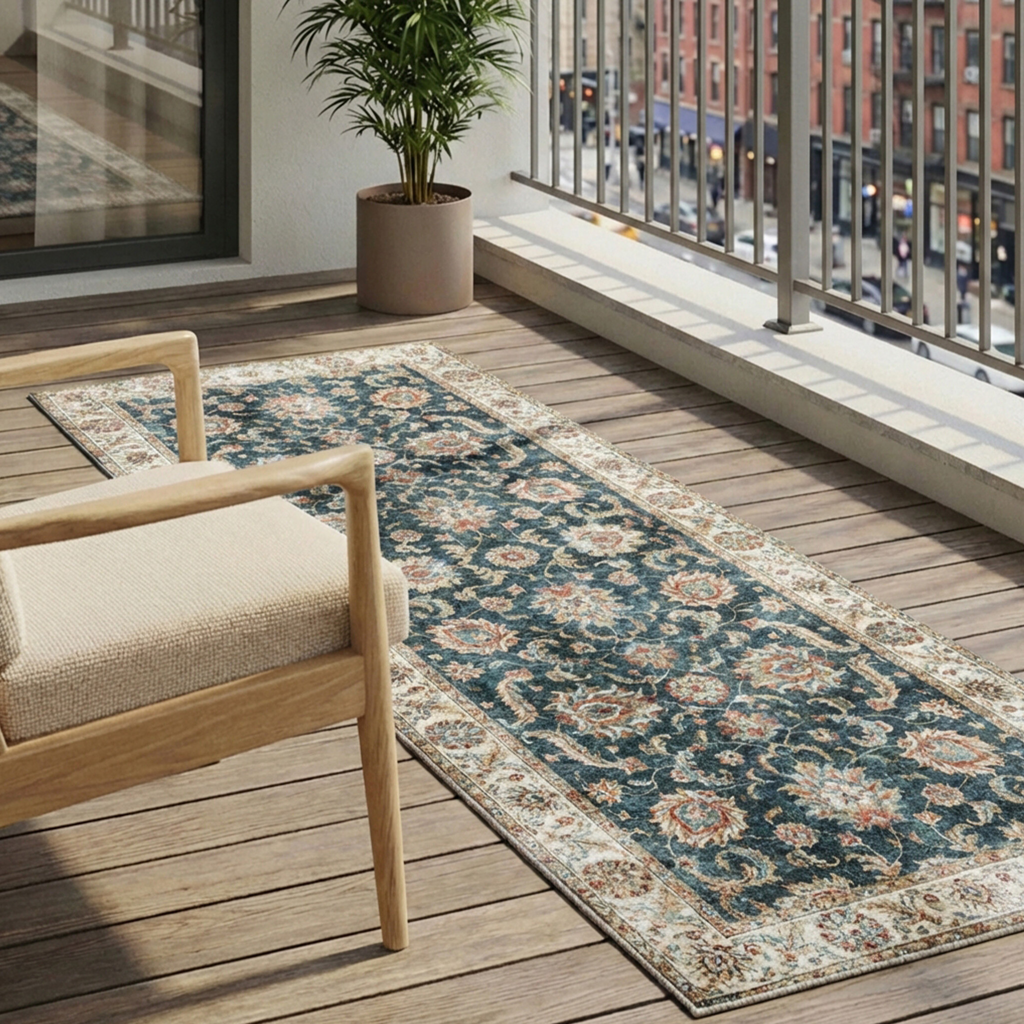 Tapis de couloir lavable - Domingo Oriental Vert Foncé