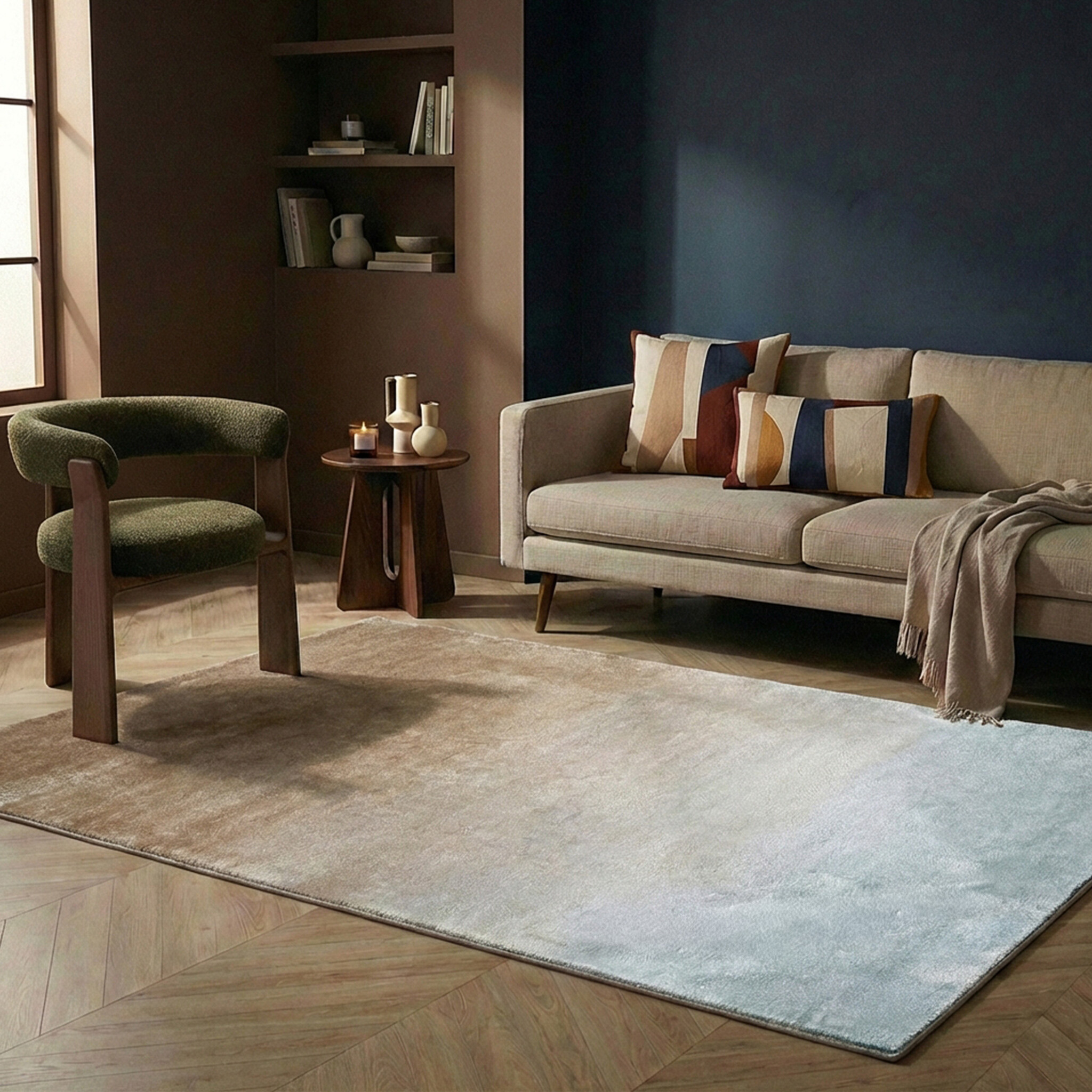 Tapis abstrait – Mellow Bleu/Taupe