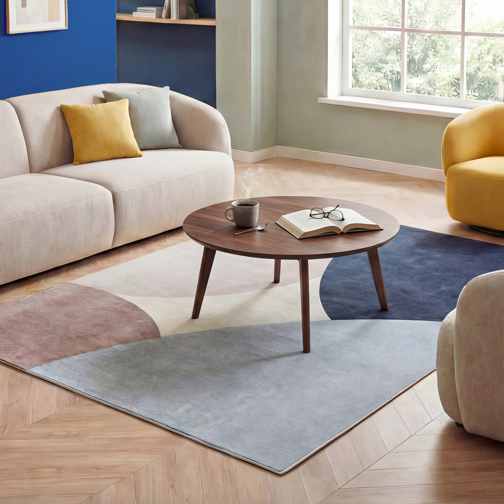 Tapis géométrique – Swing Circles Bleu/Marron