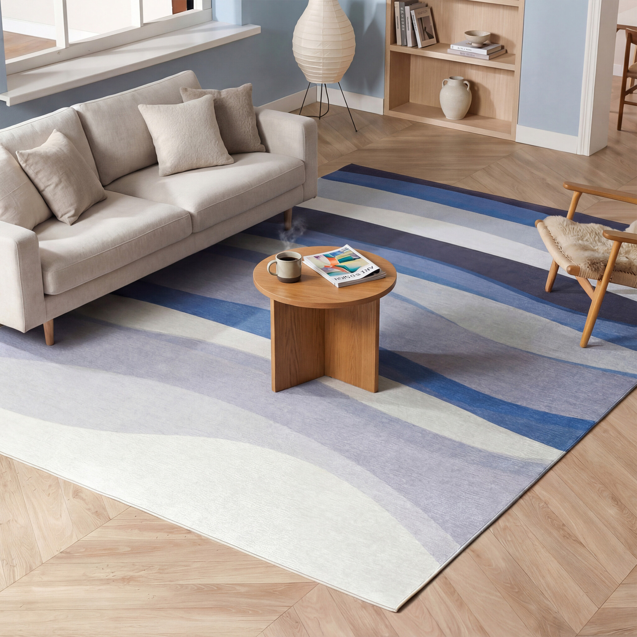 Tapis géométrique – Swing Waves Bleu