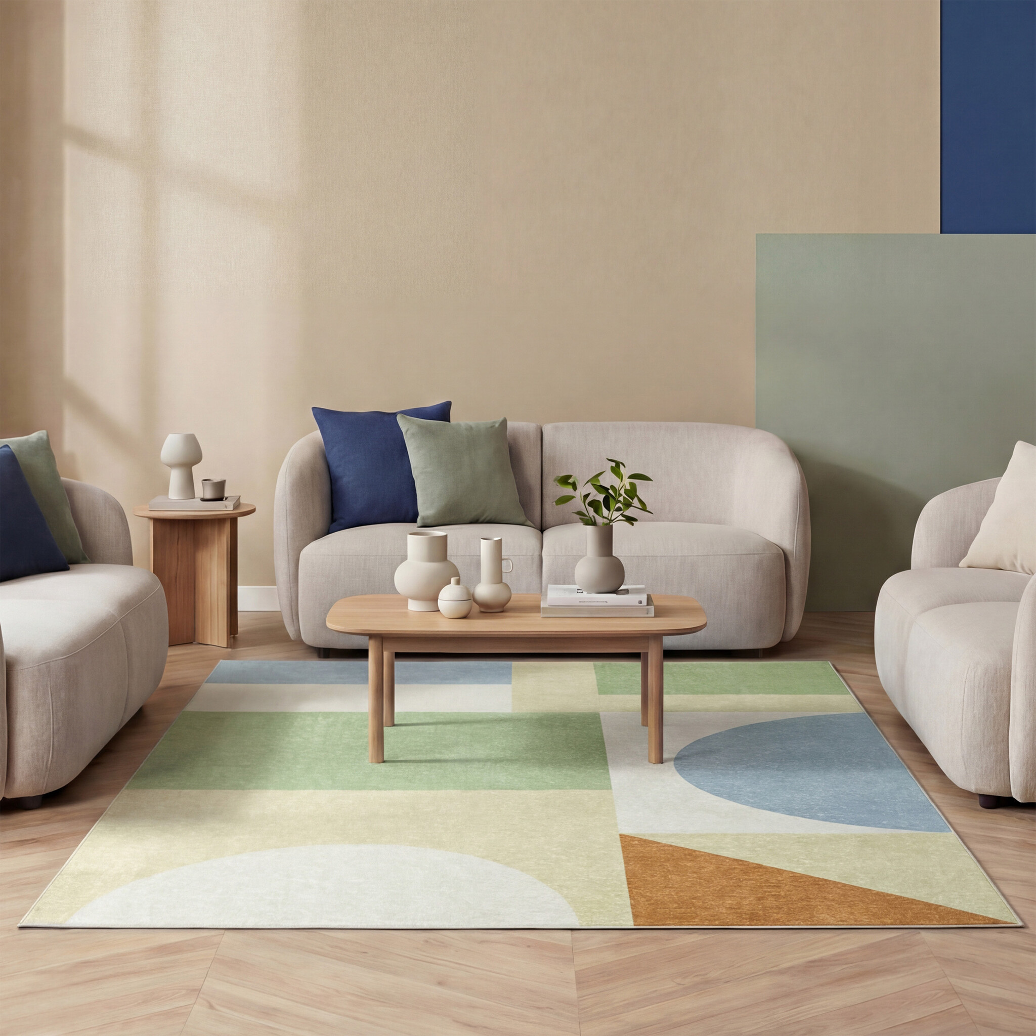 Tapis géométrique – Swing Shapes Bleu/Vert