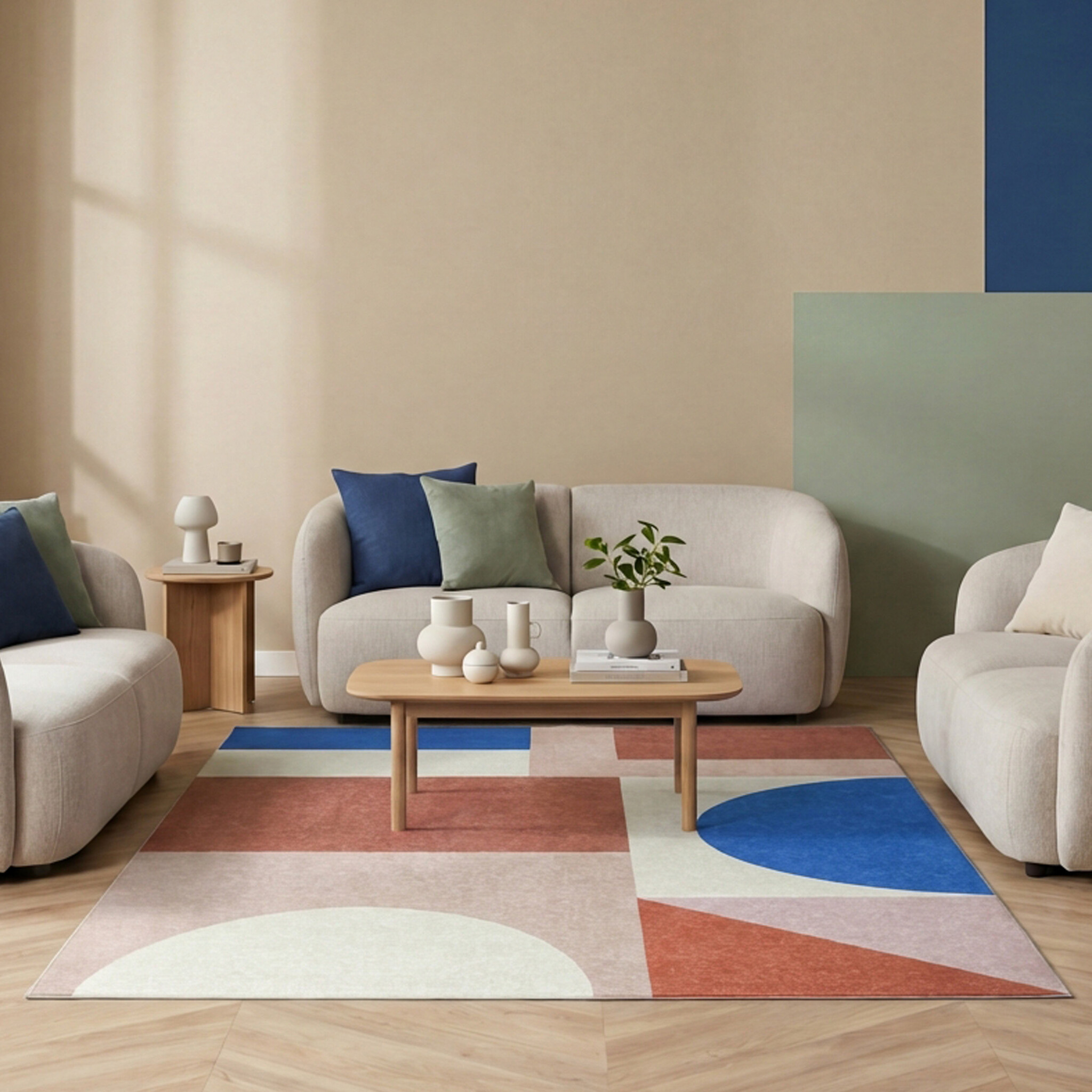 Tapis géométrique – Swing Shapes Bleu/Rose