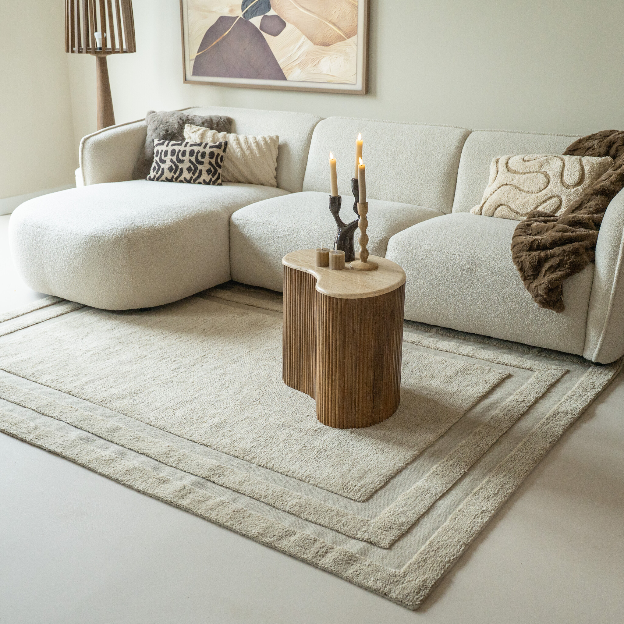 Tapis en laine – Judith Border Greige