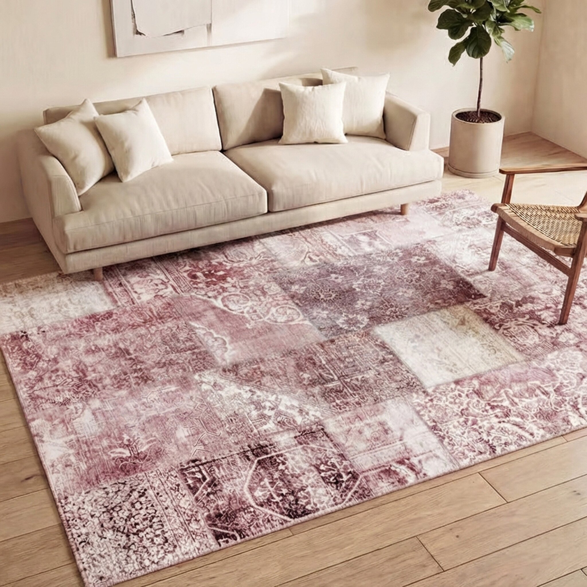 Tapis patchwork - Lago Rouge/Rose