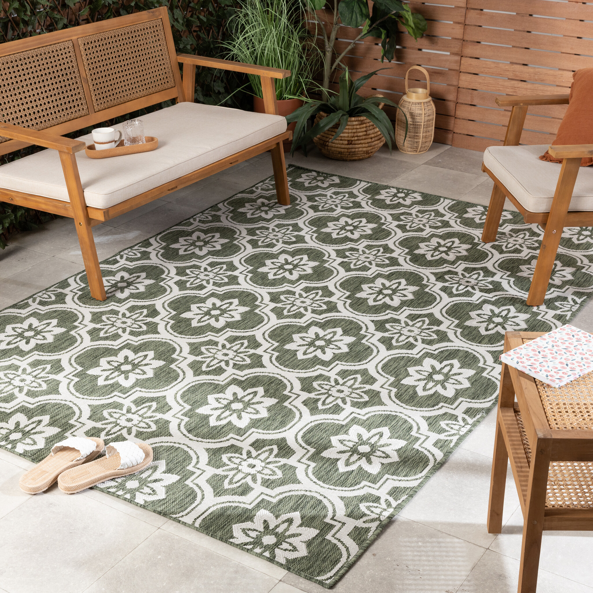 Tapis d’extérieur – Rio Flower Vert