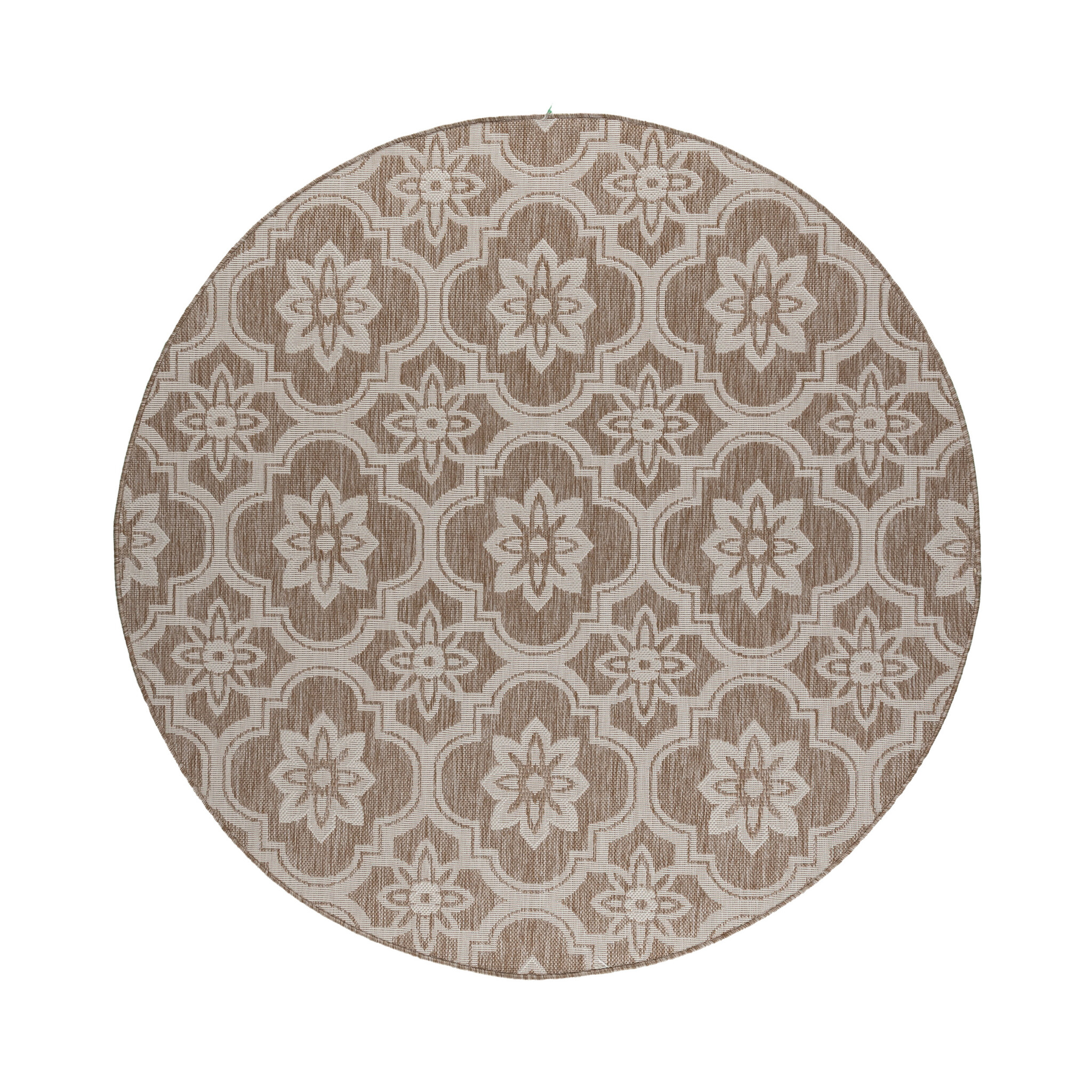 Tapis d’extérieur rond – Rio Flower Beige - sfeer