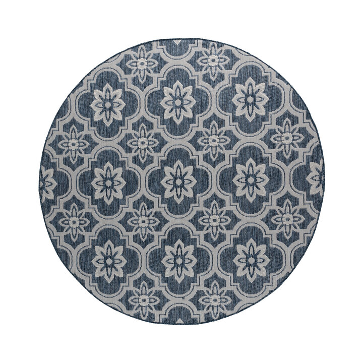 Tapis d’extérieur rond – Rio Flower Bleu
